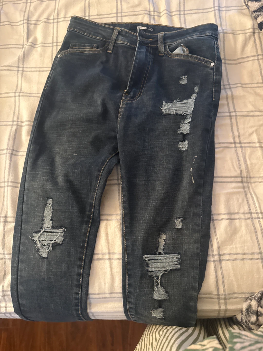 Blue Distressed Denim Jeans