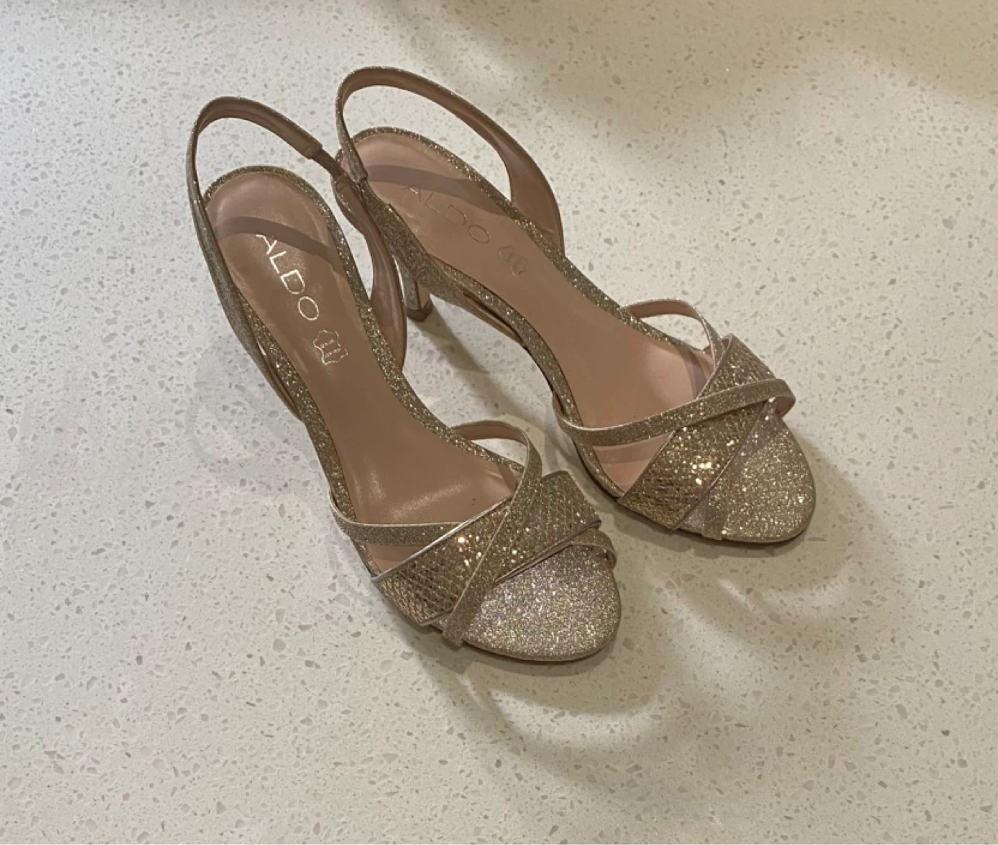 ALDO Gold Glitter Slingback Heels - 7.5