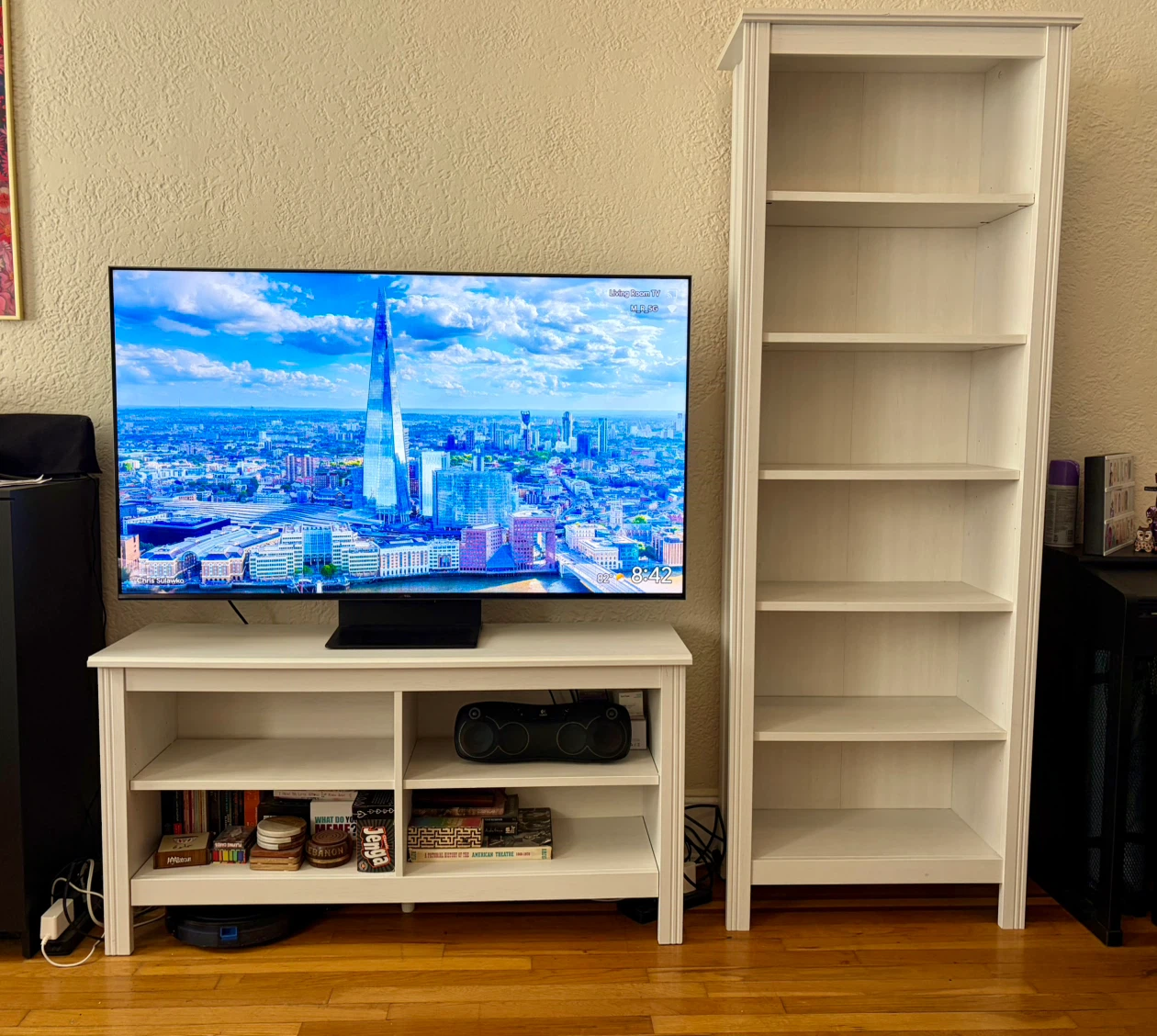 Brusali TV Stand Console and Matching Bookcase