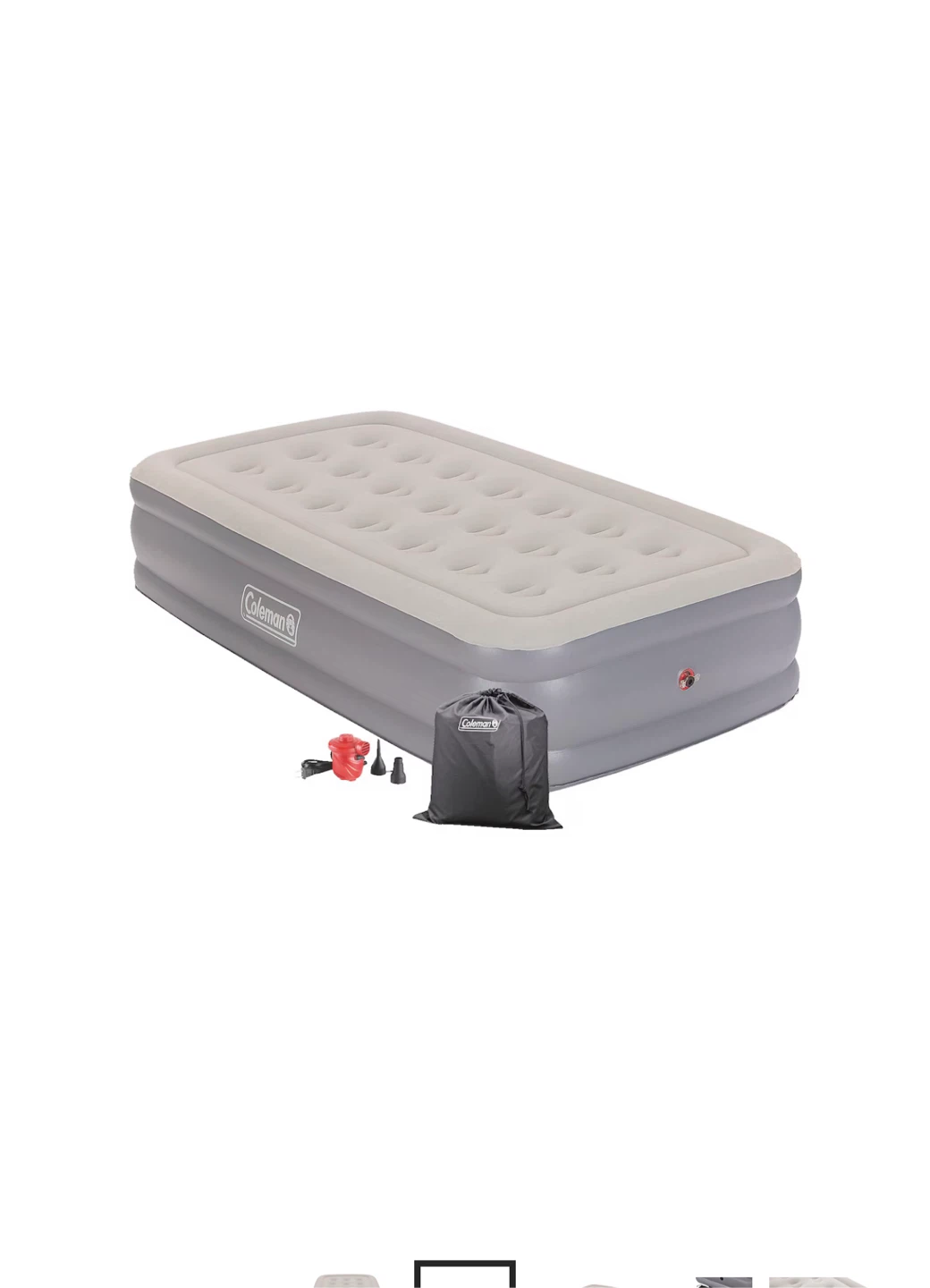Coleman Double High Twin Airbed with pump 75"x38"x17”