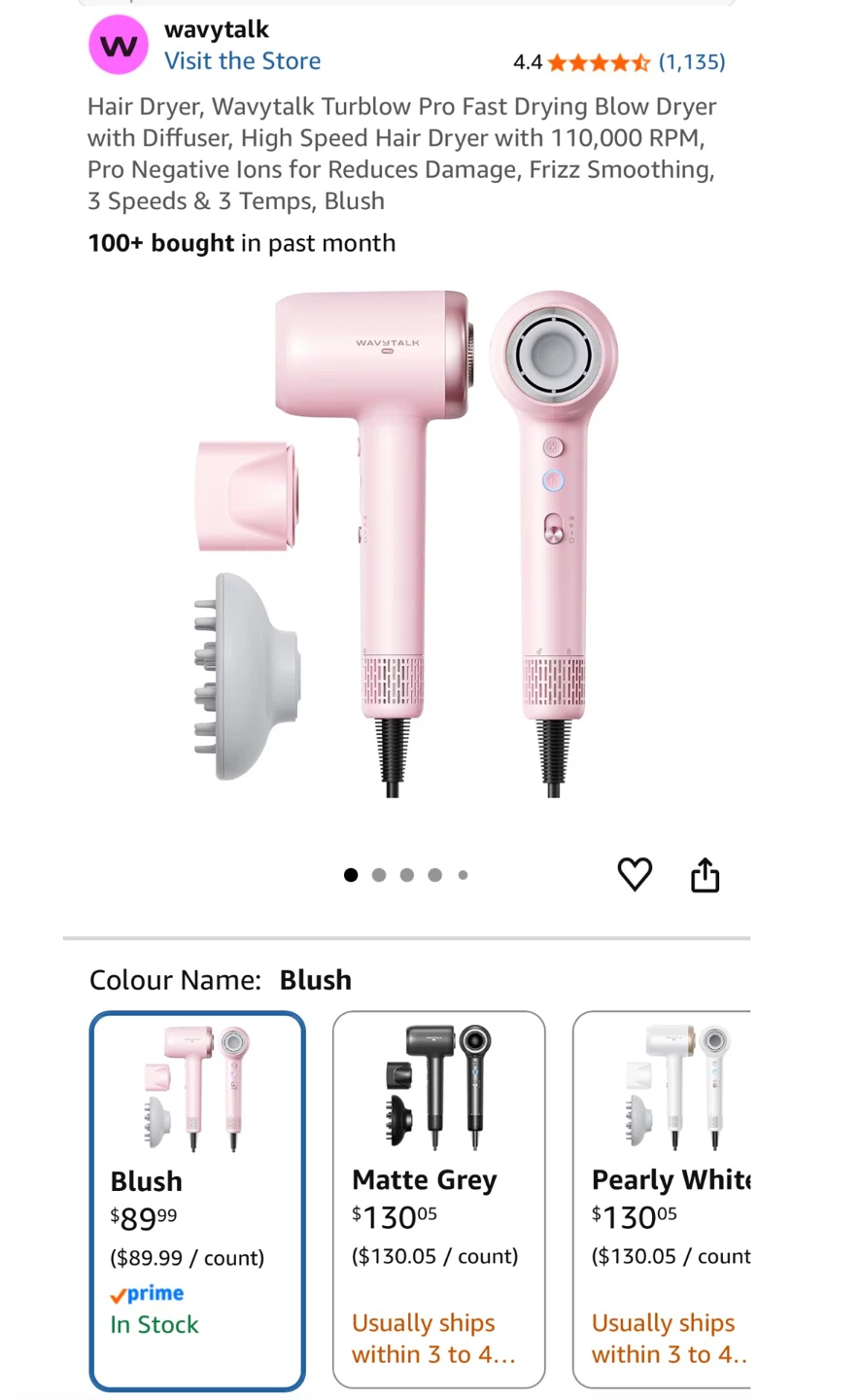 Wavytalk Turblow Pro Fast Drying Blow Dryer - Blush