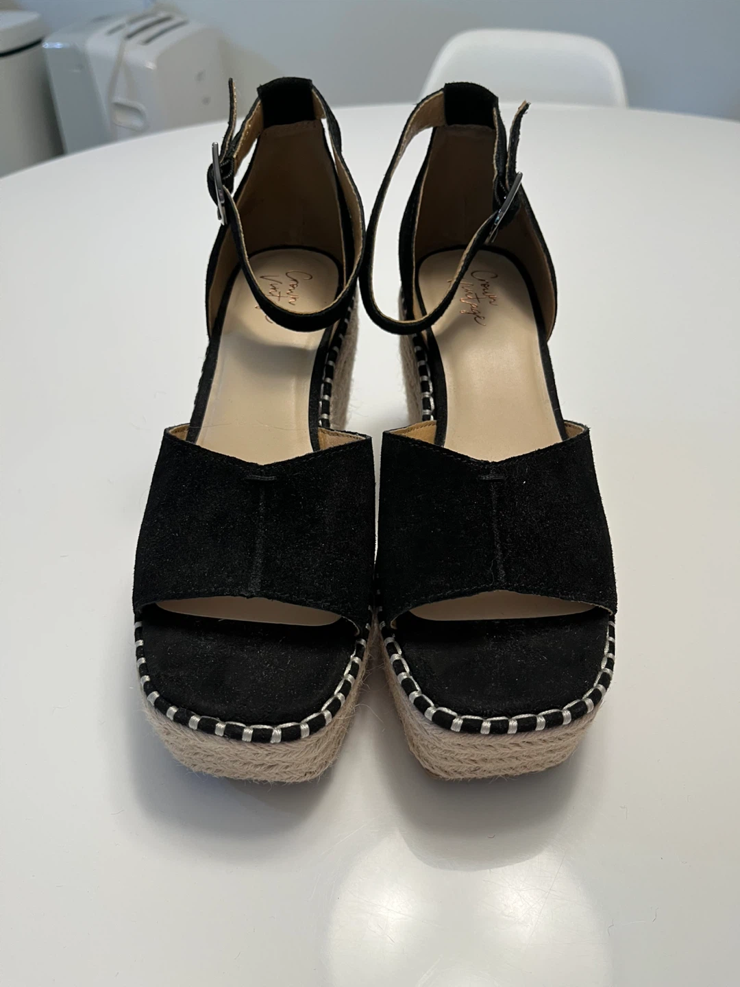 Crown Vintage Black Suede Espadrille Wedge Sandals - photo 2
