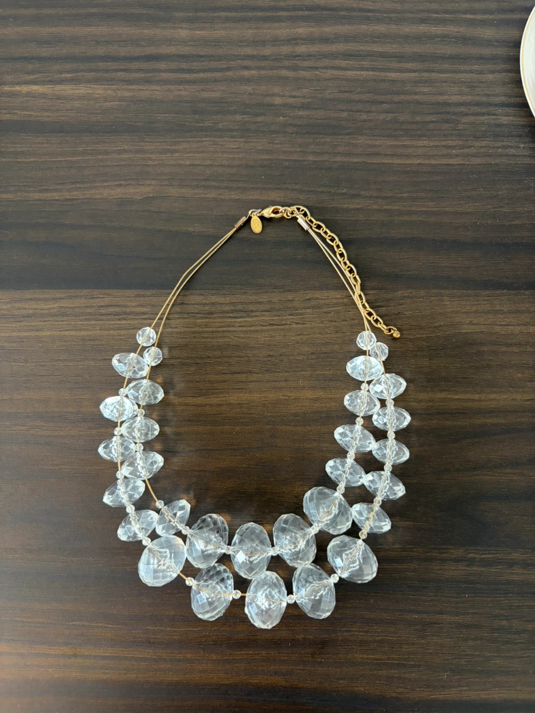 Clear Beaded Statement Necklace