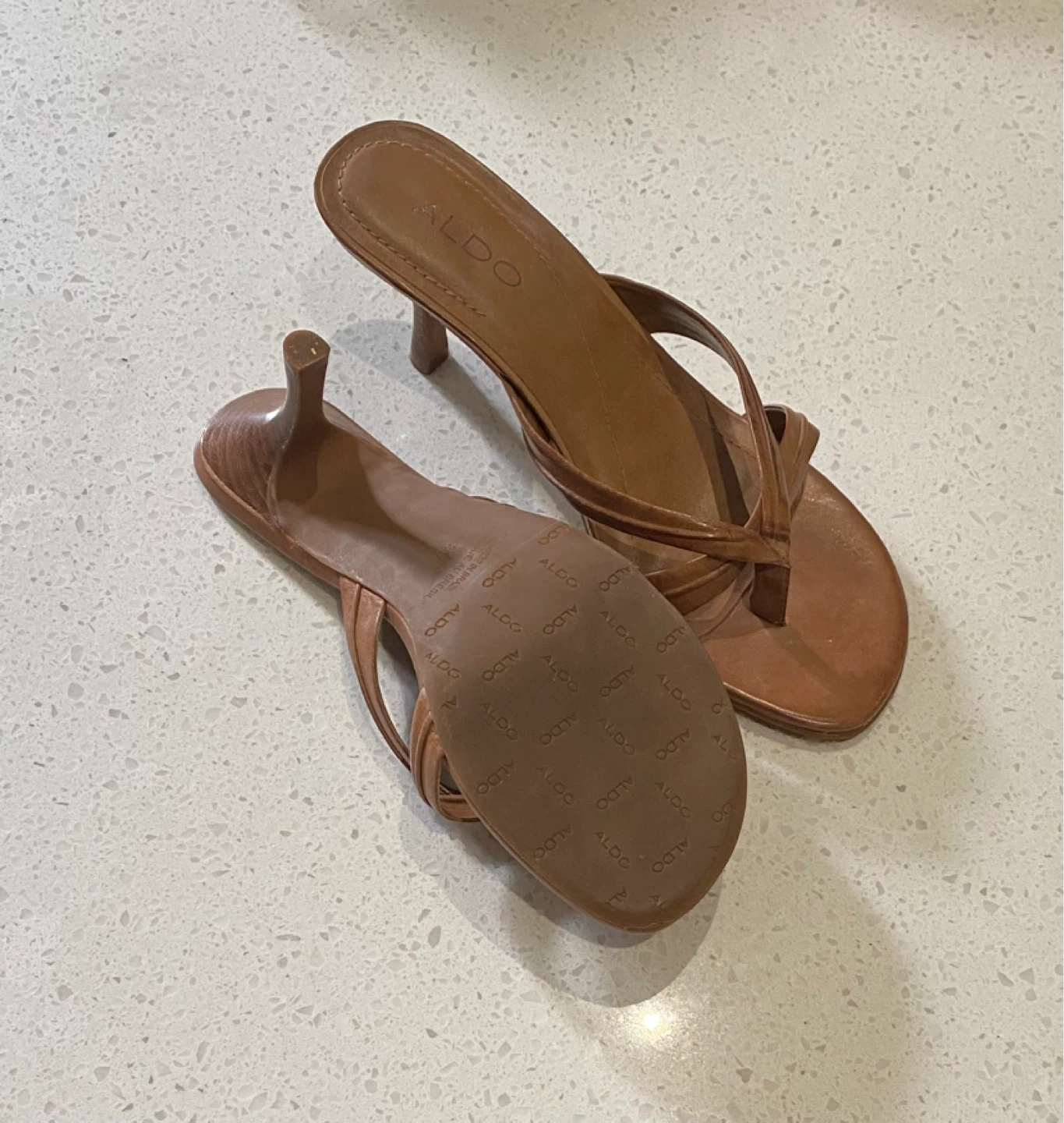 ALDO Brown Thong Heeled Sandals - Size 39 - photo 2