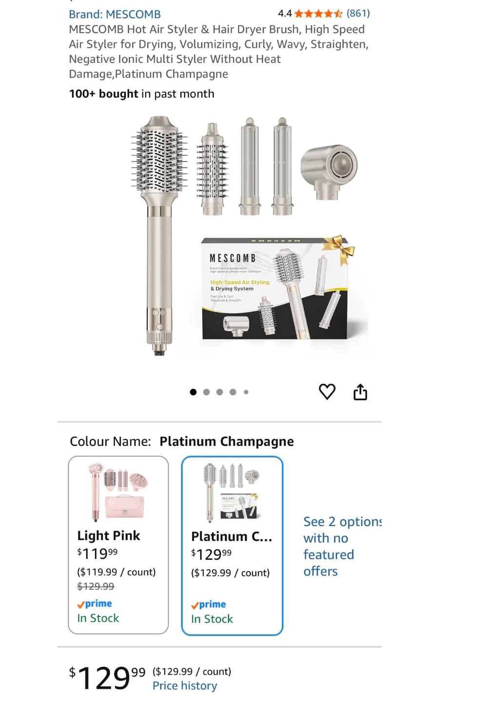 MESCOMB 5-in-1 Hot Air Styler - Platinum Champagne