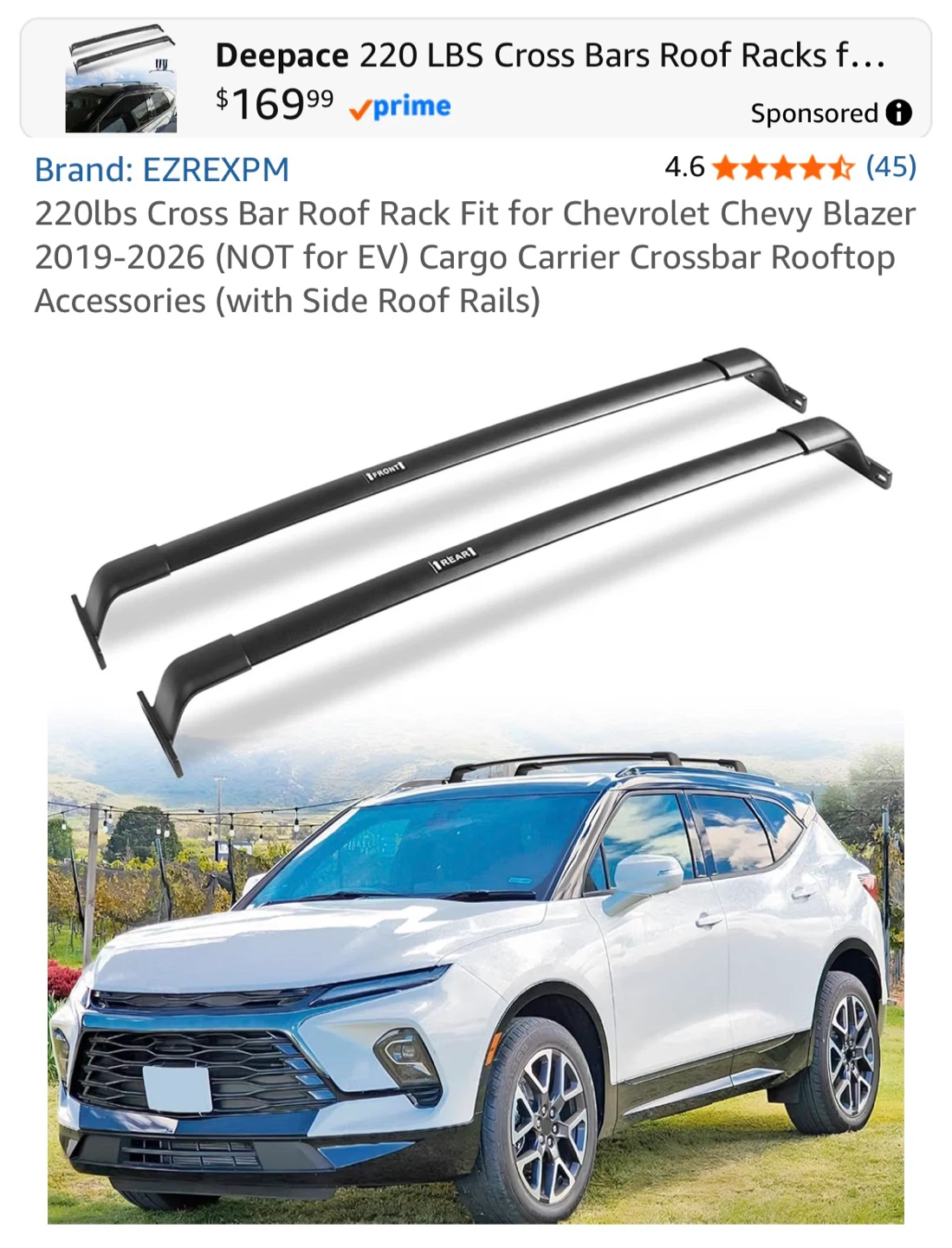Cross Bars Roof Rack for Chevrolet Blazer