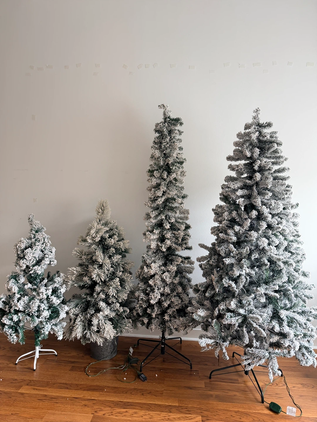Flocked Artificial Christmas Trees (Set of 4)