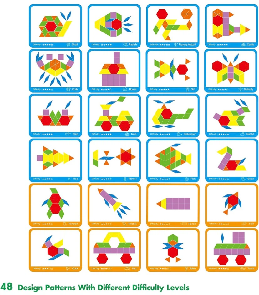 New Montessori Wooden Pattern Blocks Set 300 Pieces - photo 4