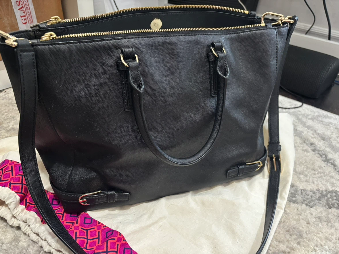 Authentic Tory Burch Robinson tote bag in black Saffiano leather - photo 2