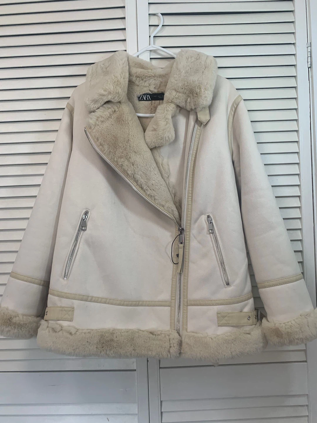 Zara Cream Shearling Lined Jacket (Retails for $139)