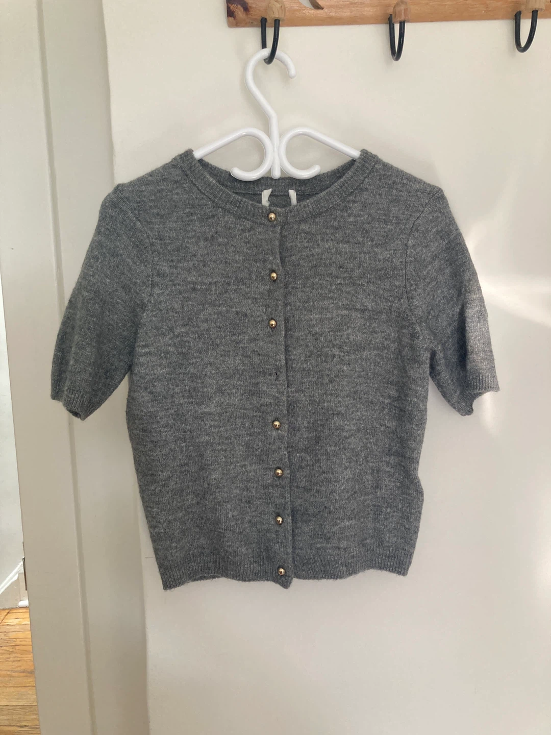 Grey Short Sleeve Cardigan
