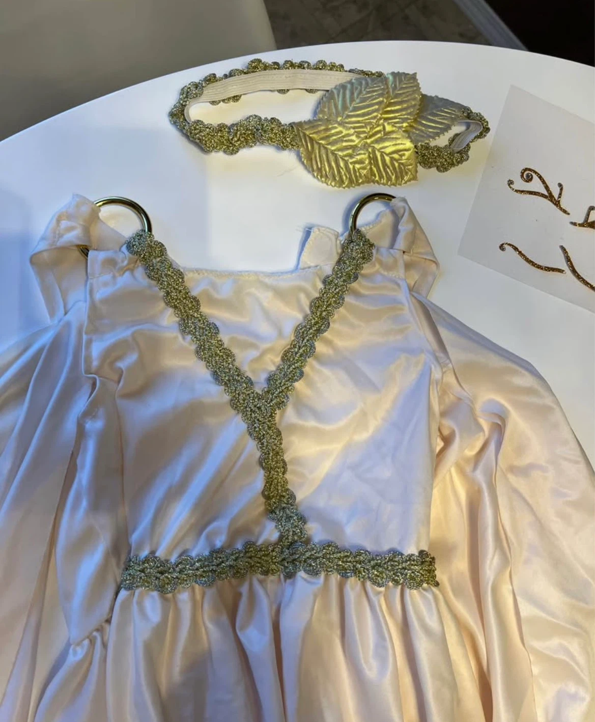 Girls Goddess Costume Dress Ombre and Gold Headband Size 7 - 10