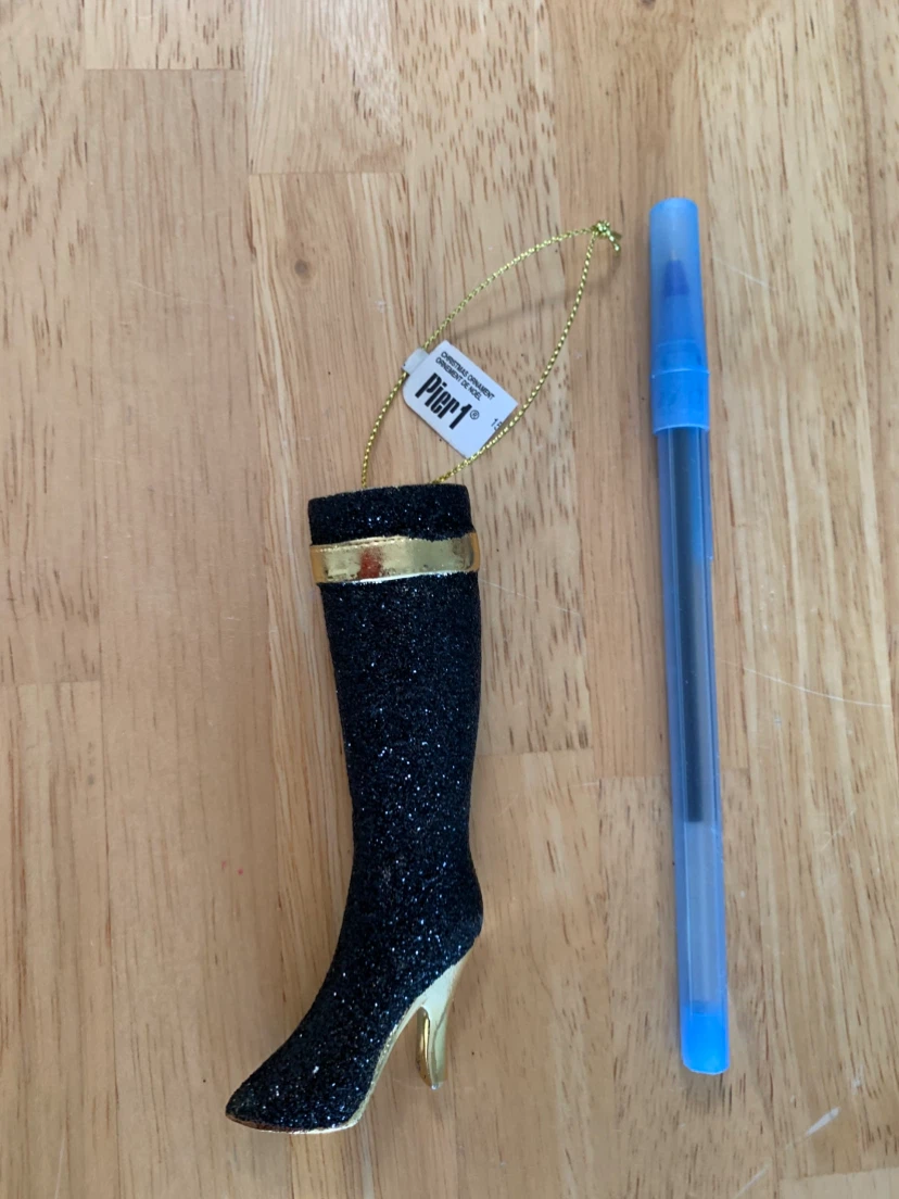 Black Glitter High Heel Boot Key chain