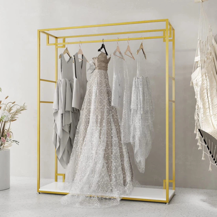 Gold Garment Rack, Wedding Dress Retail Studio Display Stand