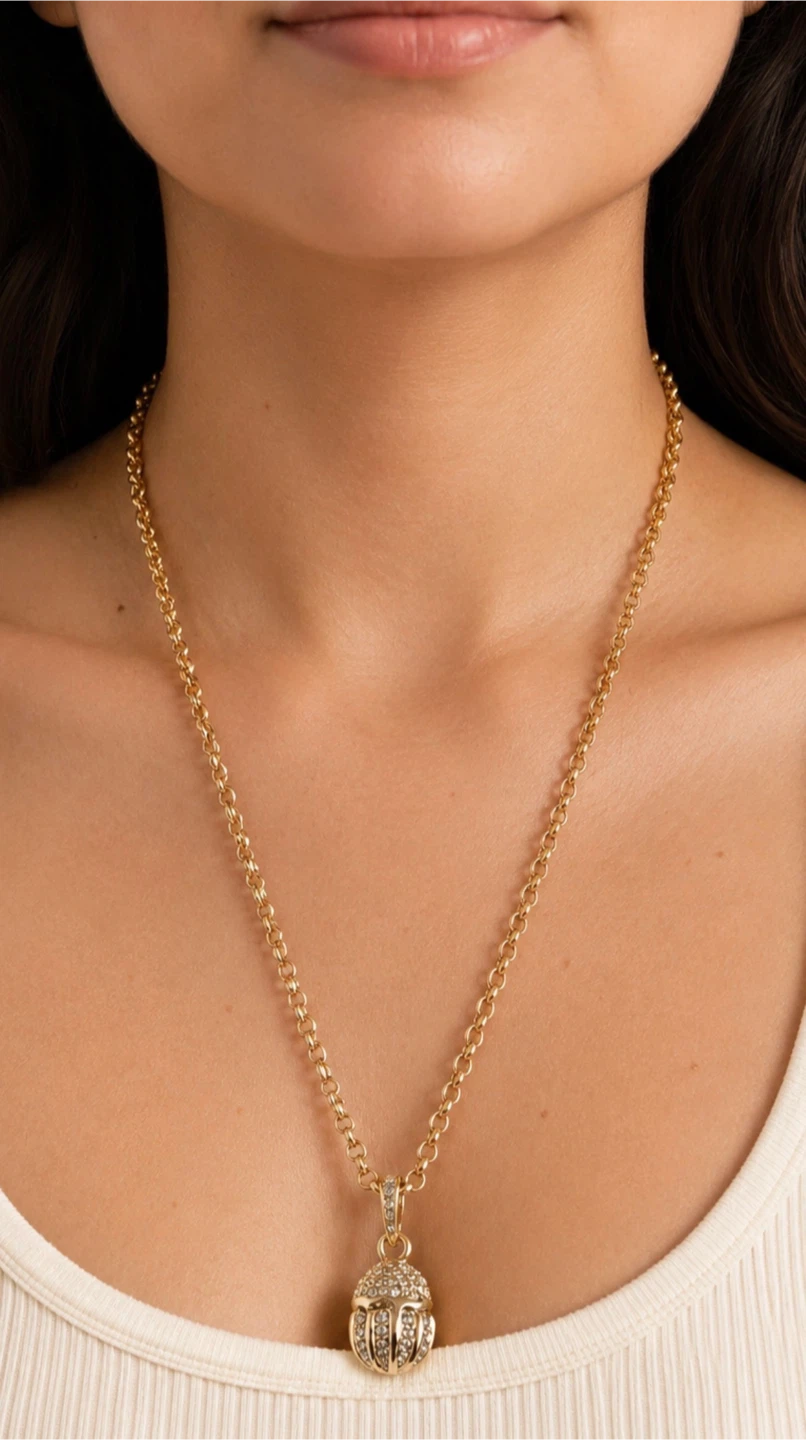 Jackie Orr Gold-Tone Crystal Pavé Egg Pendant Necklace 22"