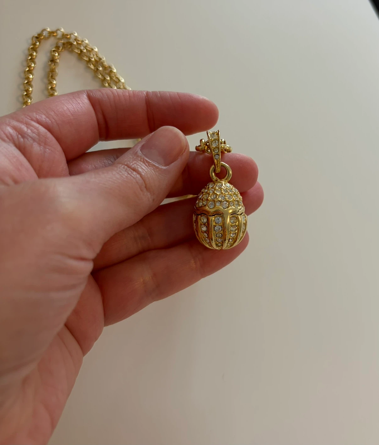 Jackie Orr Gold-Tone Crystal Pavé Egg Pendant Necklace 22" - photo 4