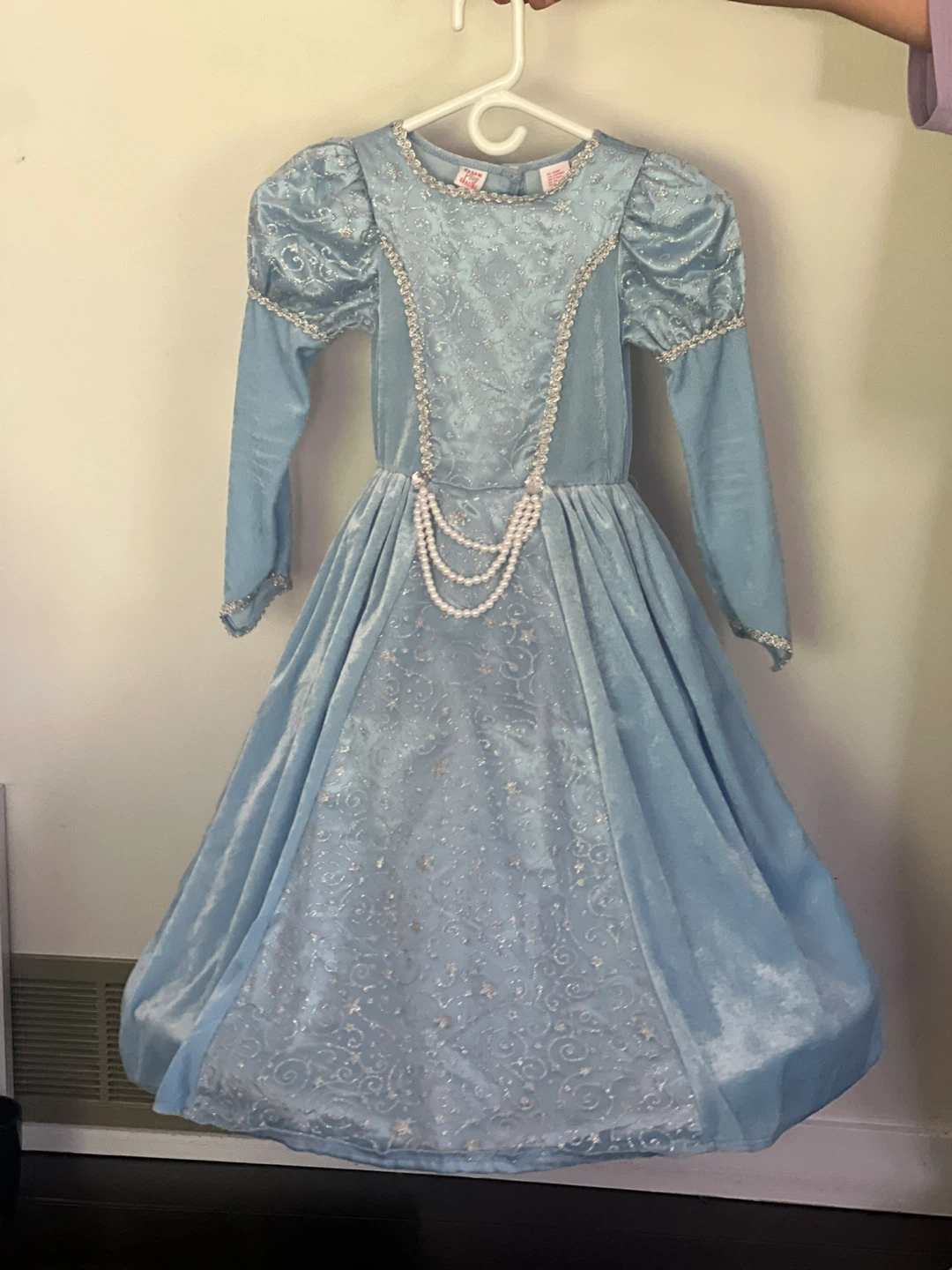 Blue Princess Dress with Faux Fur Trim and Necklace - photo 3