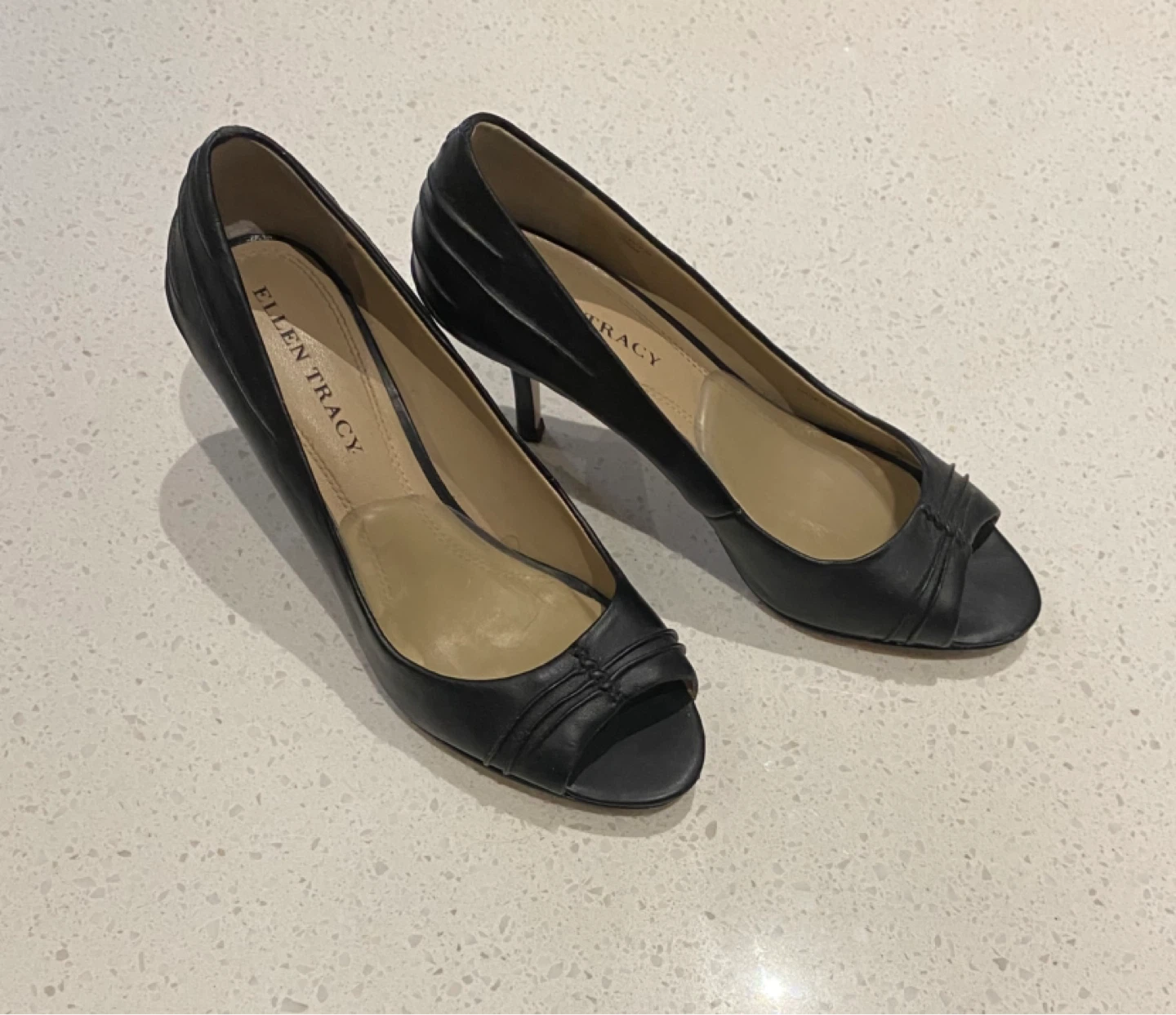 Ellen Tracy Black Peep-Toe Heels - 7.5