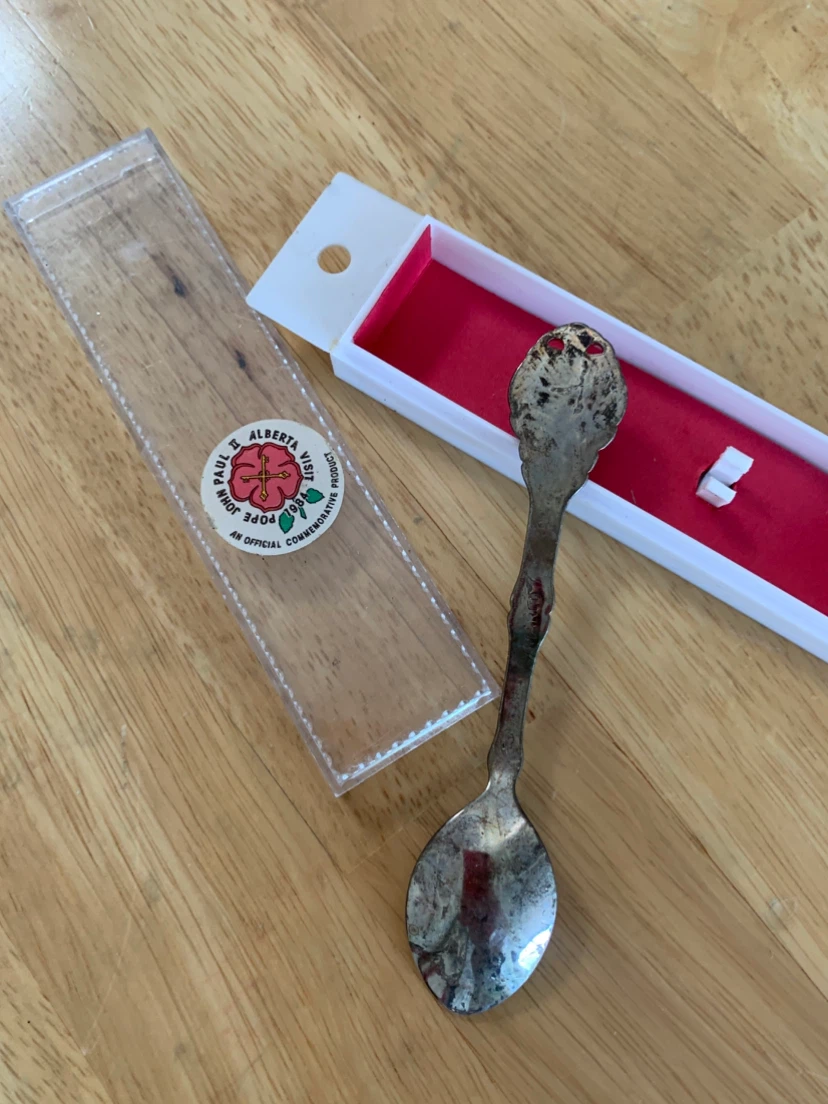 Pope John Paul II Alberta Visit 1984 Commemorative Spoon - photo 3