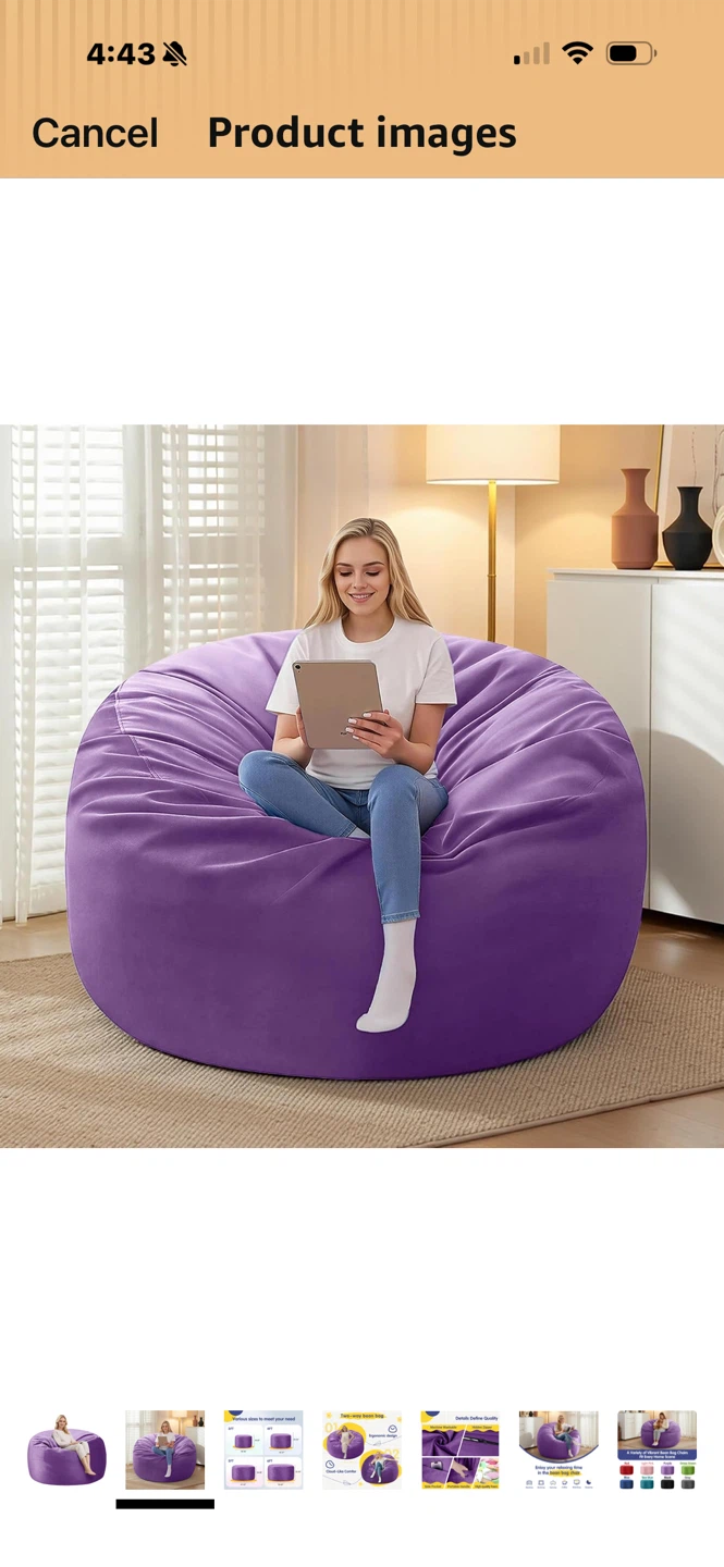 Large Purple Bean Bag Chair