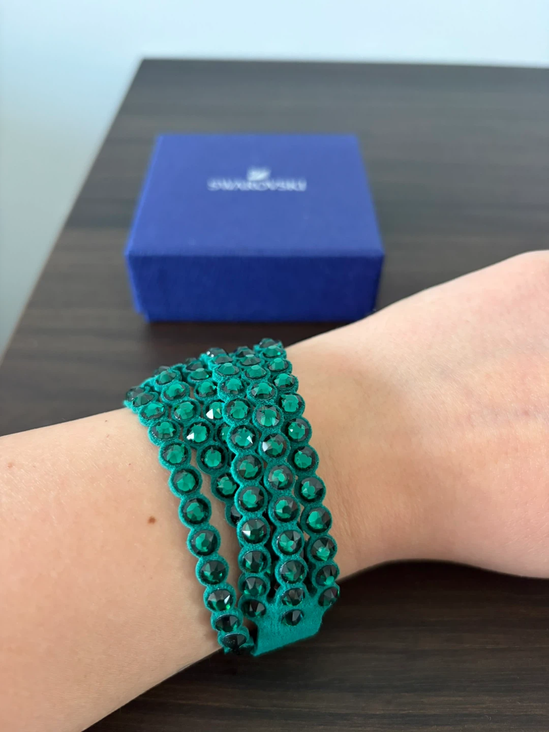 Swarovski Power Collection Emerald Green Wrap Bracelet with Box - photo 2