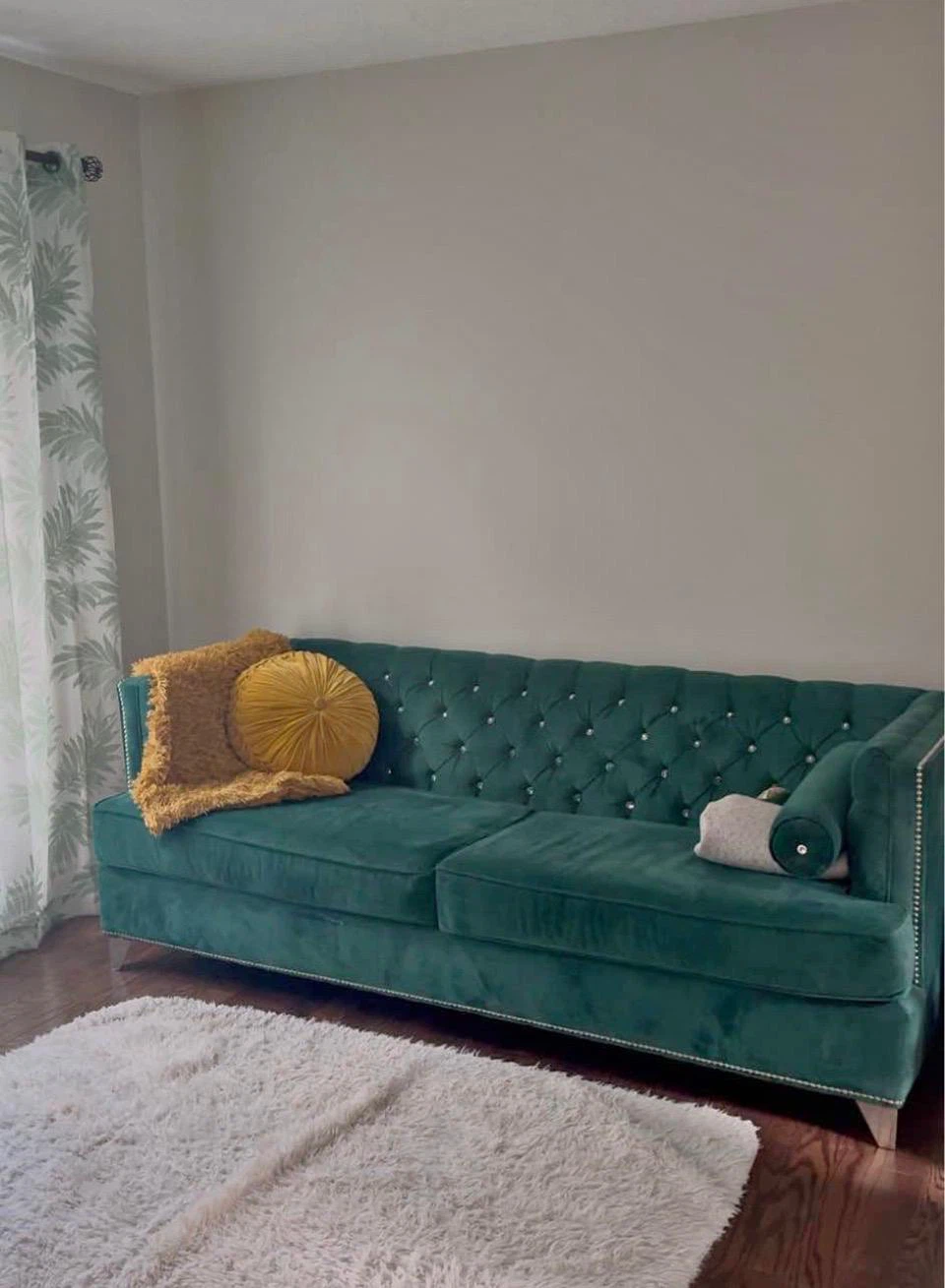 Emerald Green Velvet Tufted Sofa