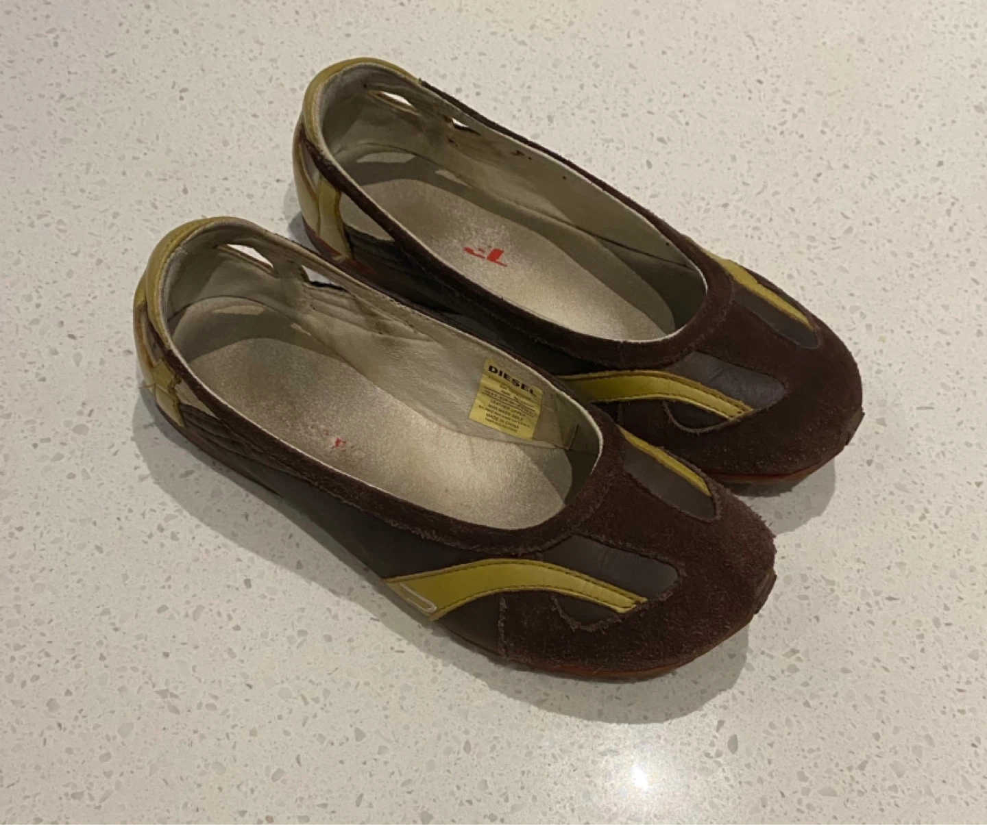 Diesel Women's Brown & Yellow Ballet Flats - Size 39