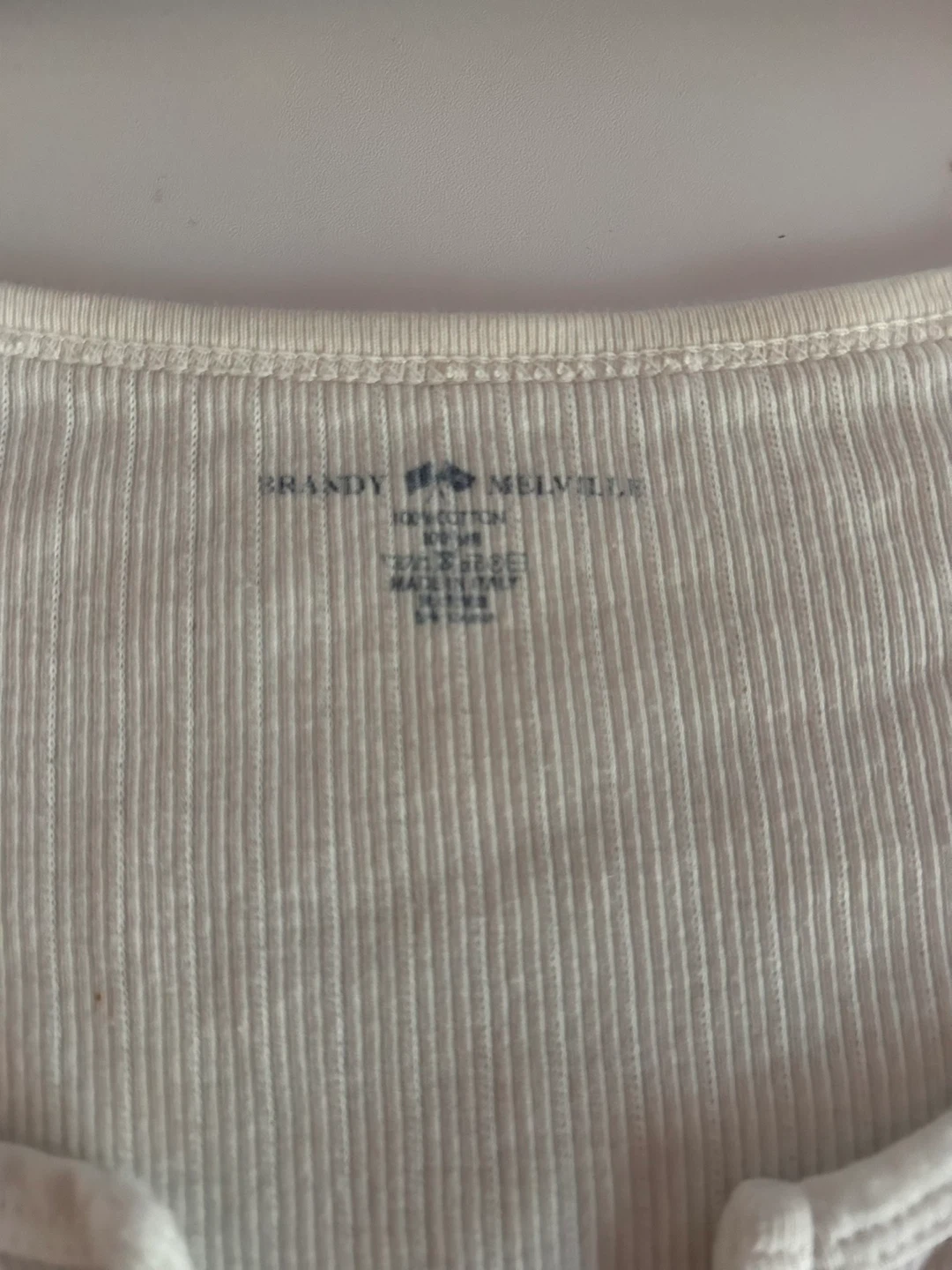 Brandy Melville Cream Ribbed Henley Top - photo 2