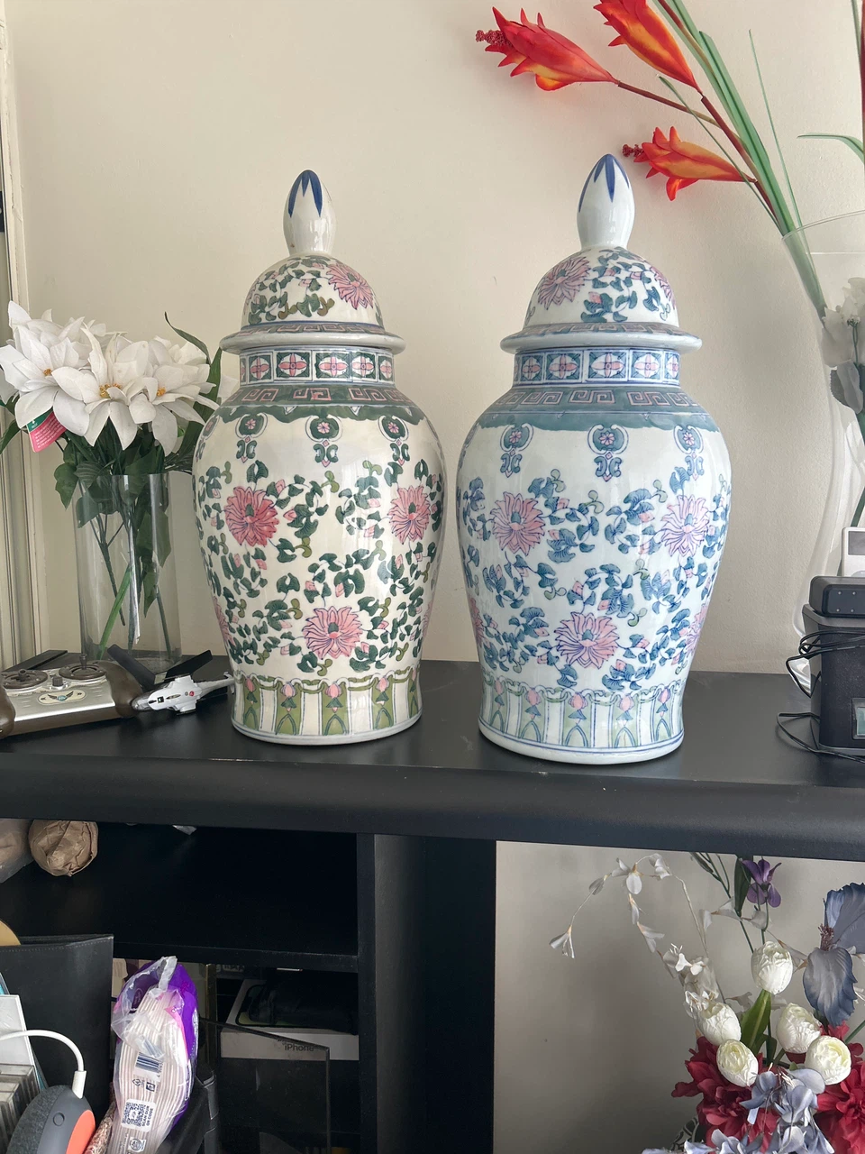 Pair of Decorative Ginger Jars