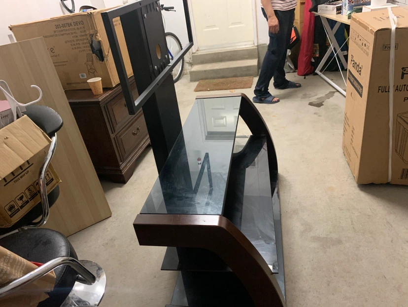 Glass and Wood TV Stand with Mount could d - photo 2
