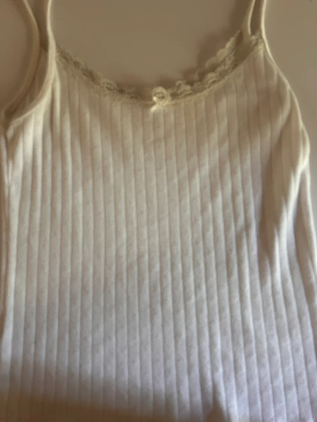 Brandy Melville White Lace Trim Ribbed Tank Top