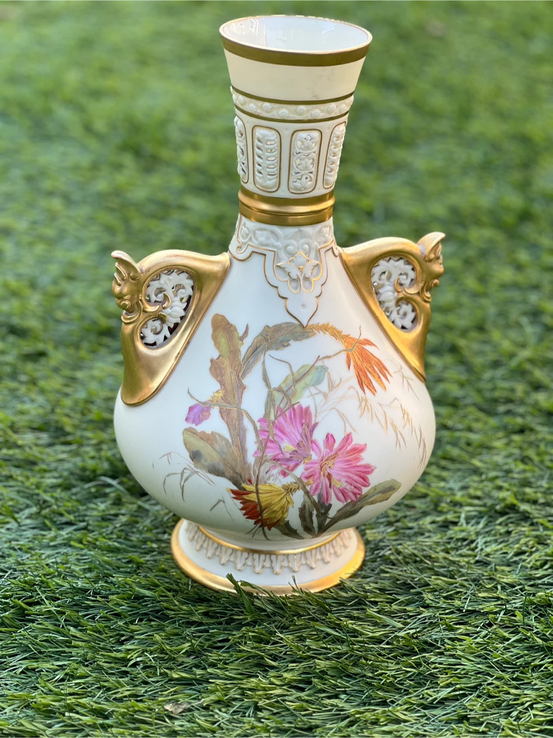 Vintage Porcelain Vase with Floral Design