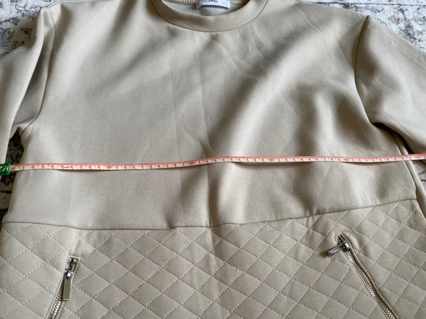 MNG Beige Quilted Pocket Sweatshirt Size S - photo 3