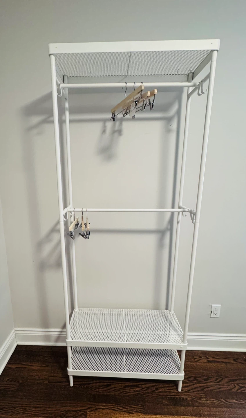 White Garment Rack with Shelves