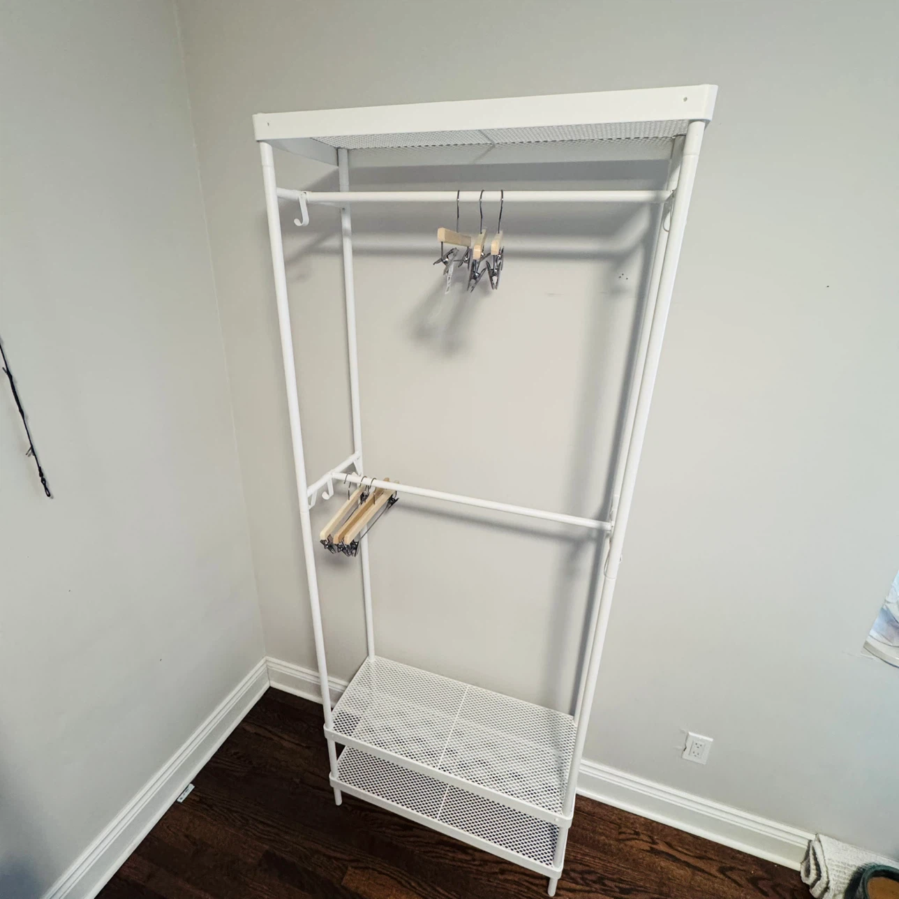 White Garment Rack with Shelves - photo 3