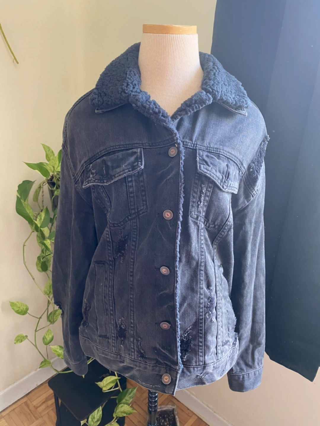 Hollister Black Sherpa Lined Denim Jacket - photo 2