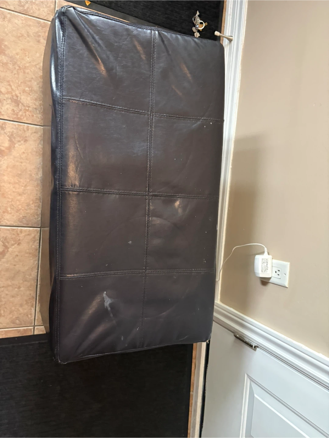 Dark Brown Faux Leather Storage Ottoman - photo 2
