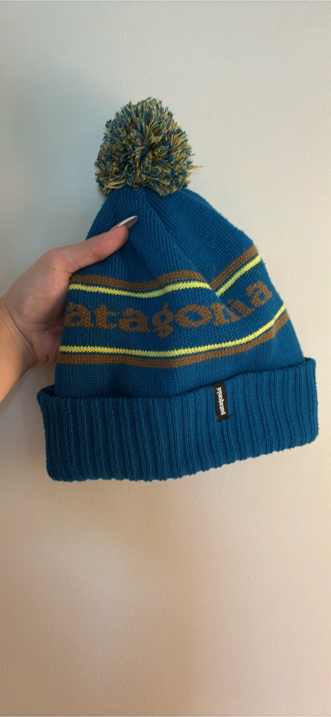 Patagonia Blue Pom Pom Beanie
