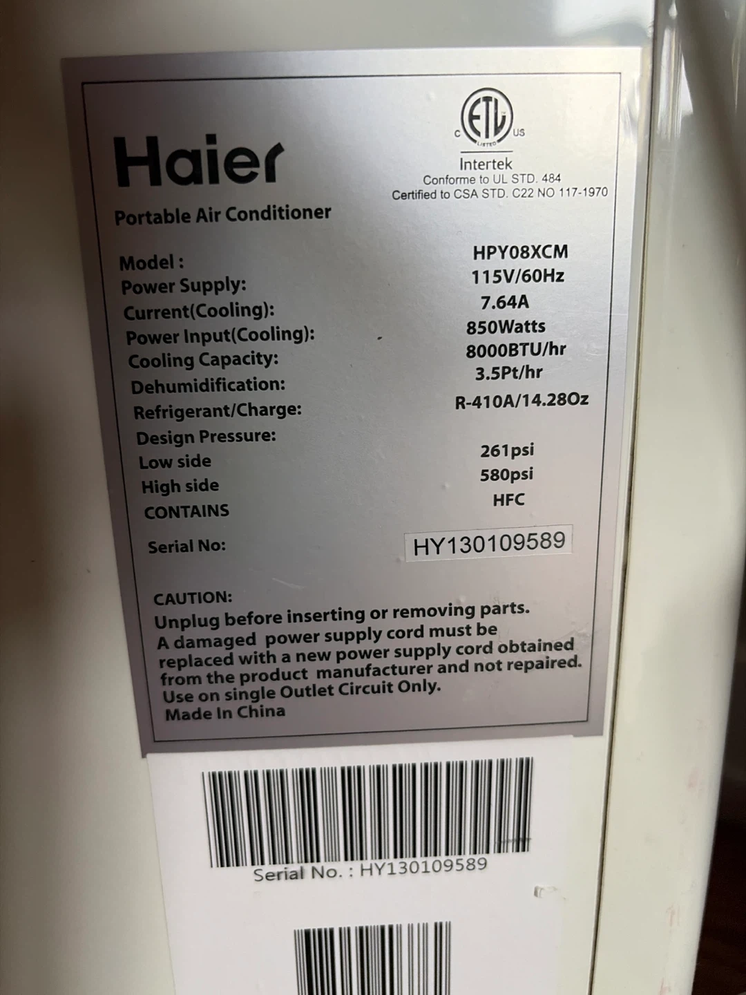Haier Portable Air Conditioner HPy08XCM - photo 3