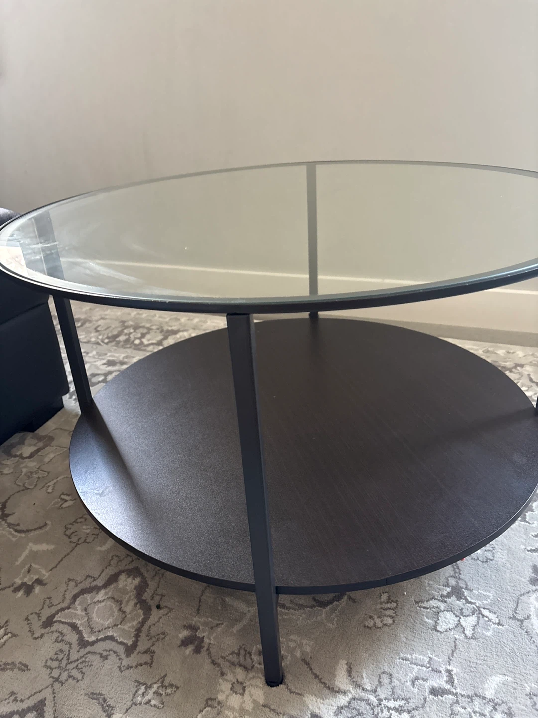 Round Glass Coffee Table with Two Tiers