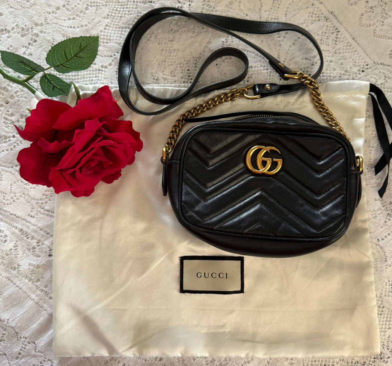 Gucci GG Marmont Matelassé Leather Bag - Authentic-Black - photo 2