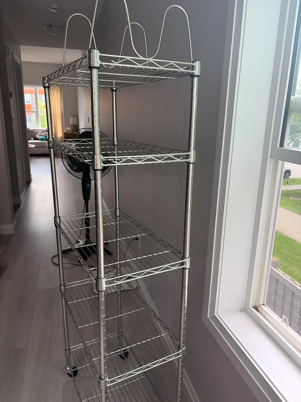 Chrome Wire Shelving Unit with Wheels - photo 2