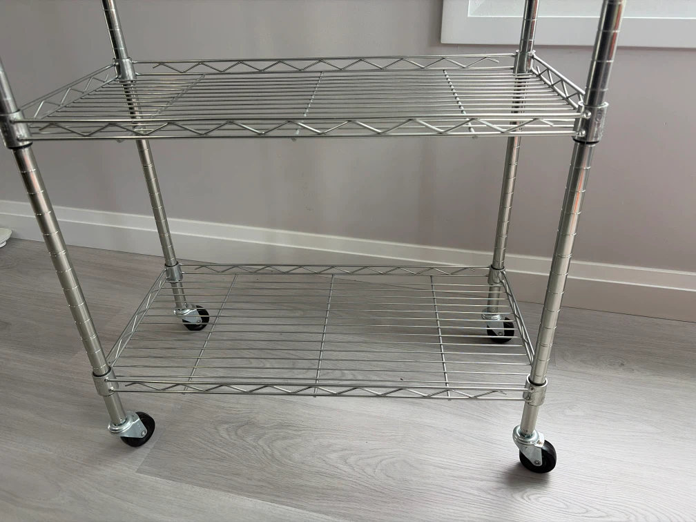 Chrome Wire Shelving Unit with Wheels - photo 3