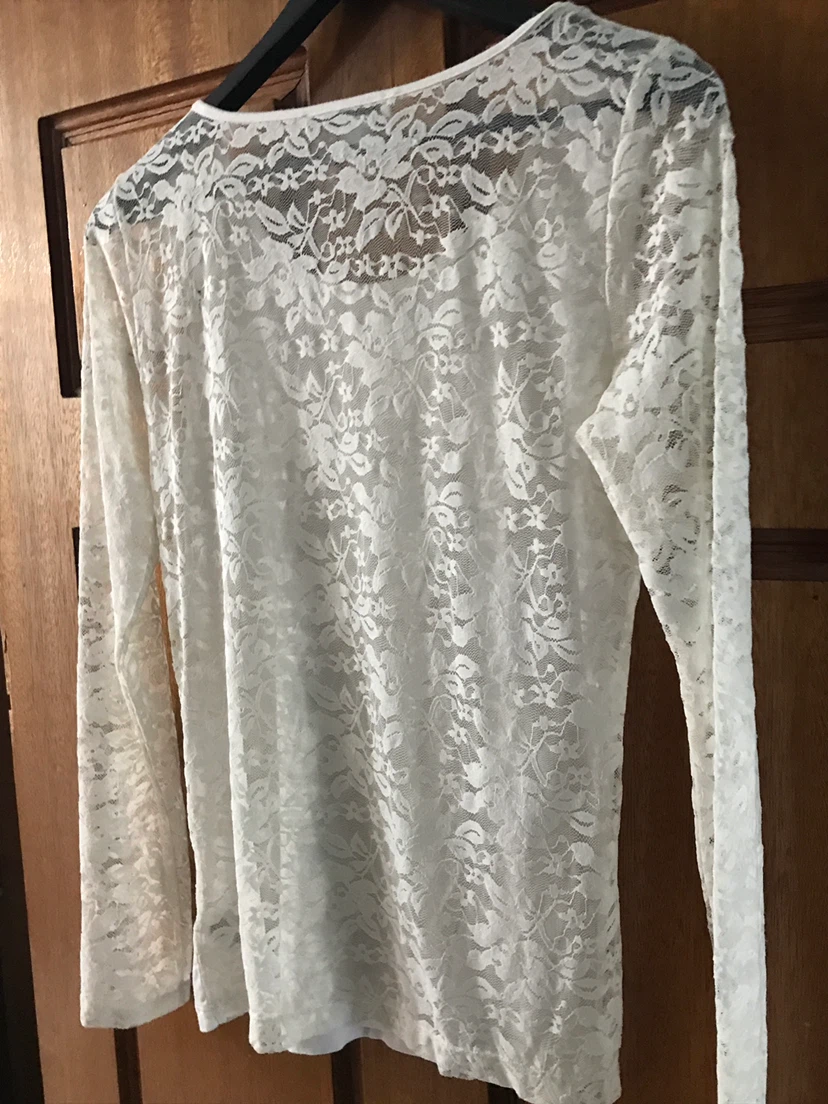 Forever 21 White Lace Long Sleeve Top - photo 2