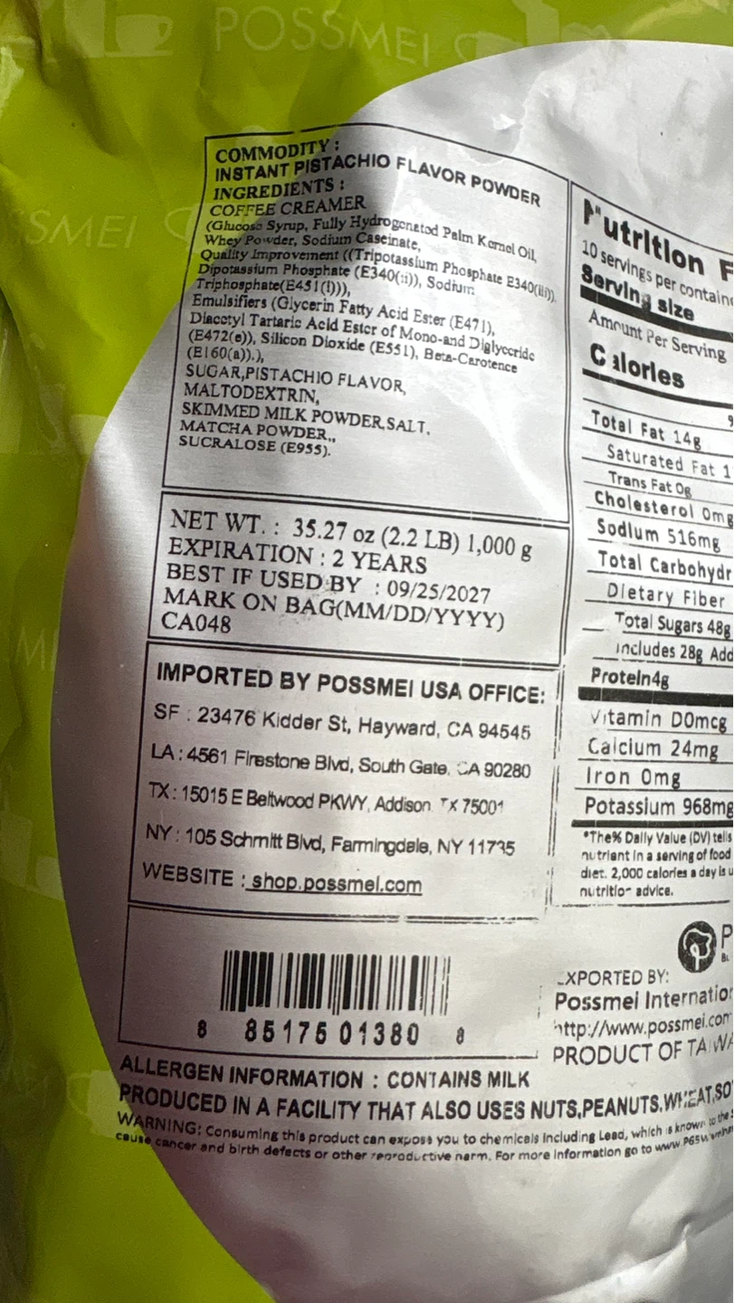 Possmei Pistachio Powder Bubble Tea Mix 35.27 oz - photo 2