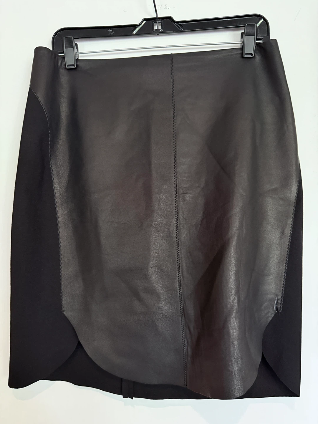 Elite Tahari Black Leather Panel Skirt