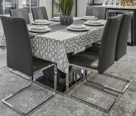 Set of 6 Dining Chairs with Chrome Base
