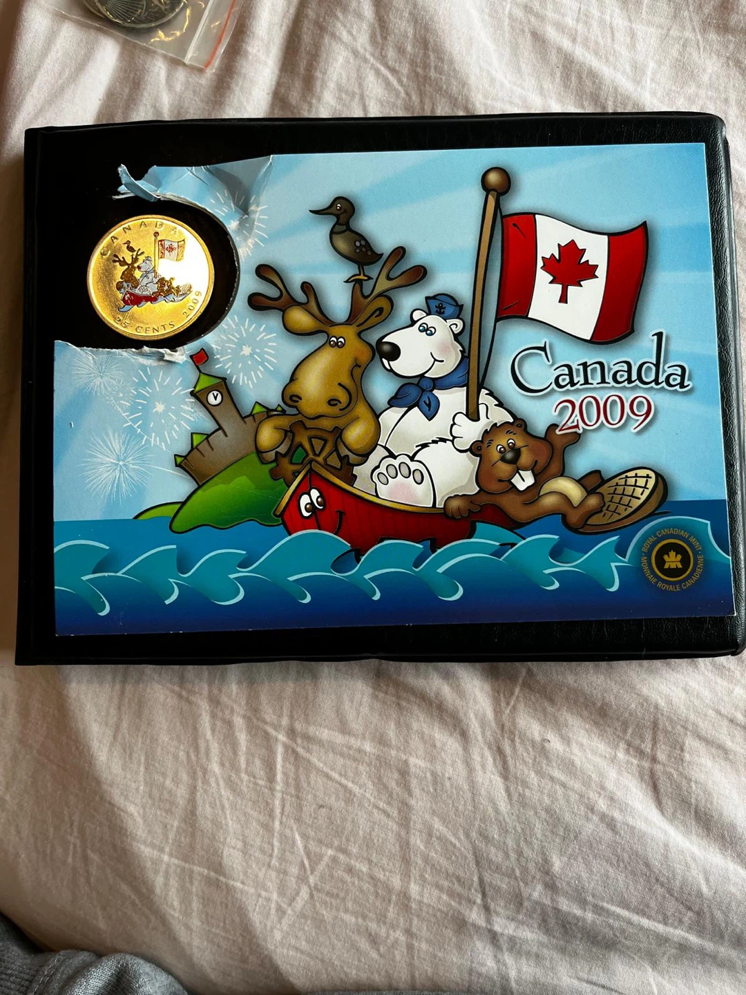 "Big coin Canada Day" 2009 Quarter 25 Cents Colored Coin