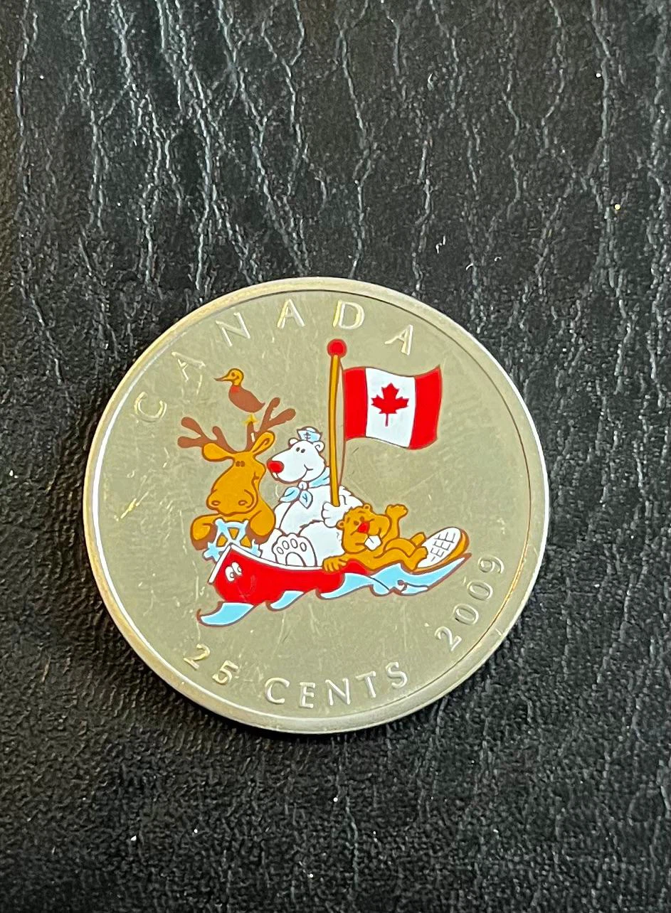"Big coin Canada Day" 2009 Quarter 25 Cents Colored Coin - photo 3