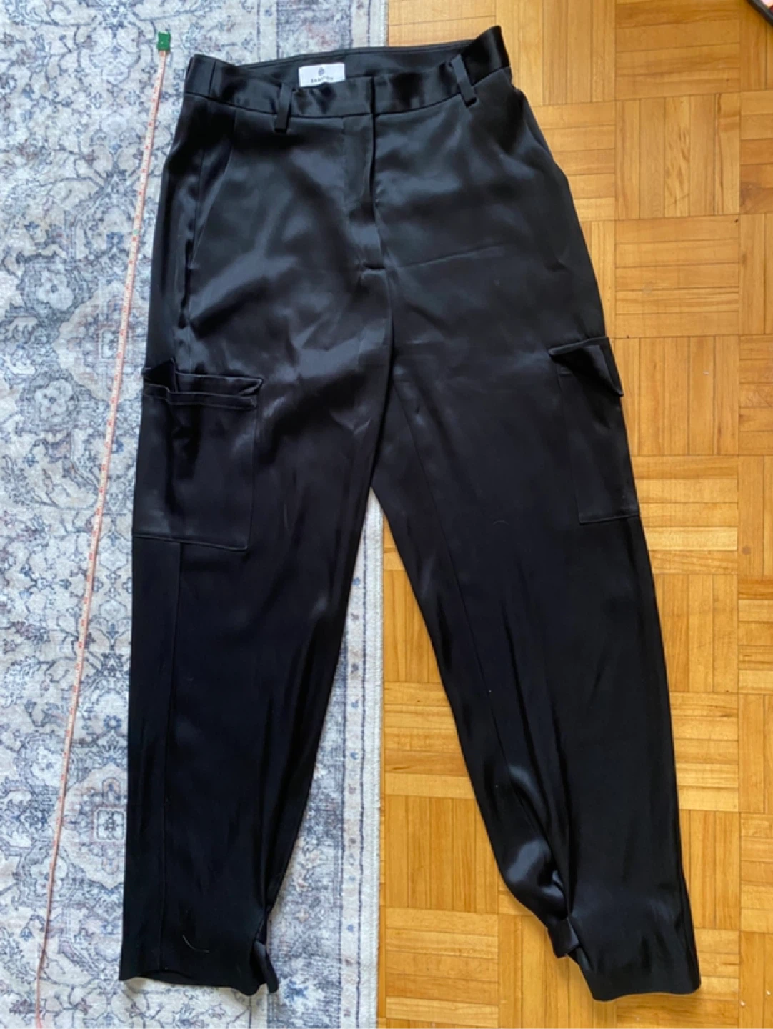 Babaton Black Satin Cargo Pants